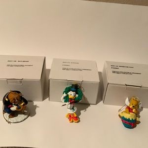 Disney Vintage Grolier Christmas Ornaments Scrooge Beast Winnie the Pooh Lot of3